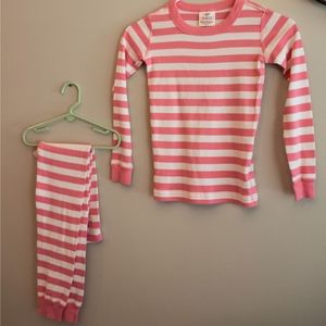 Hanna Andersson pink and white stripe jammies EUC